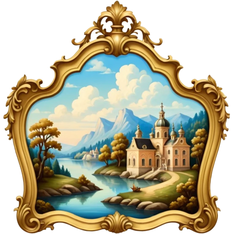 highly detailed vintage rococo scenic painting emoji