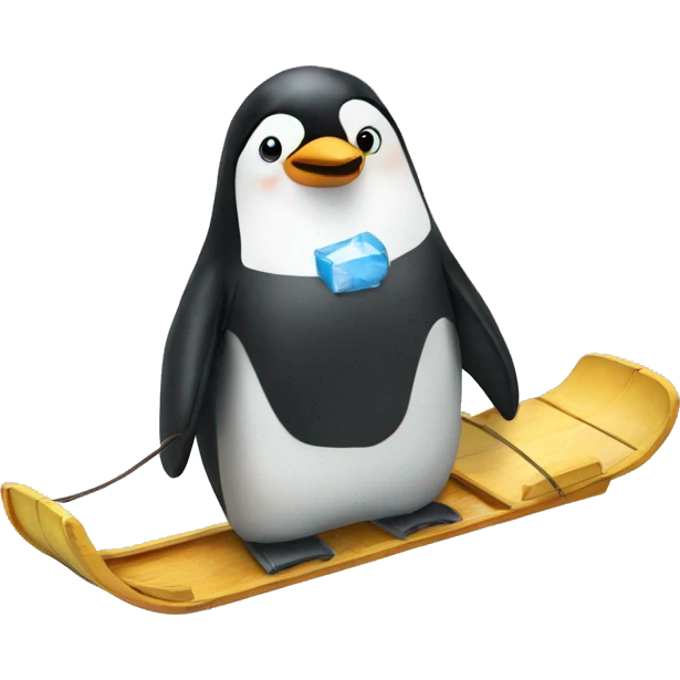 A penguin on a sled happy emoji