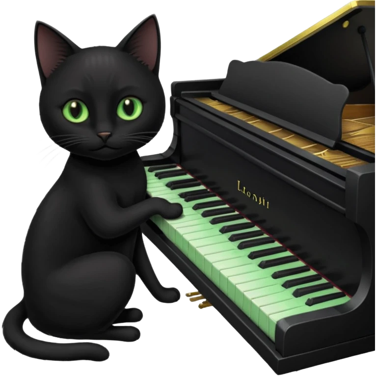 chat de couleur noir  qui joue du piano emoji
