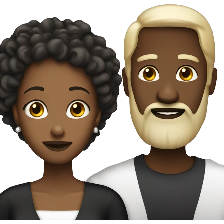 Marriage white woman black man with beard  emoji