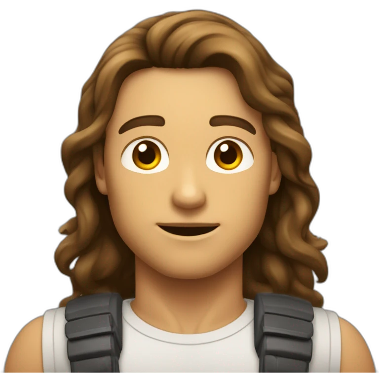 Corps humains musclé de mec avec des cheveux bruns emoji