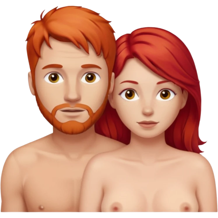 White Man and white woman with red hair emoji with no clothes emoji