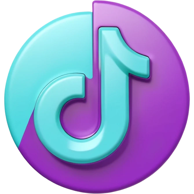 Purple and Cian Symbol of TikTok app emoji