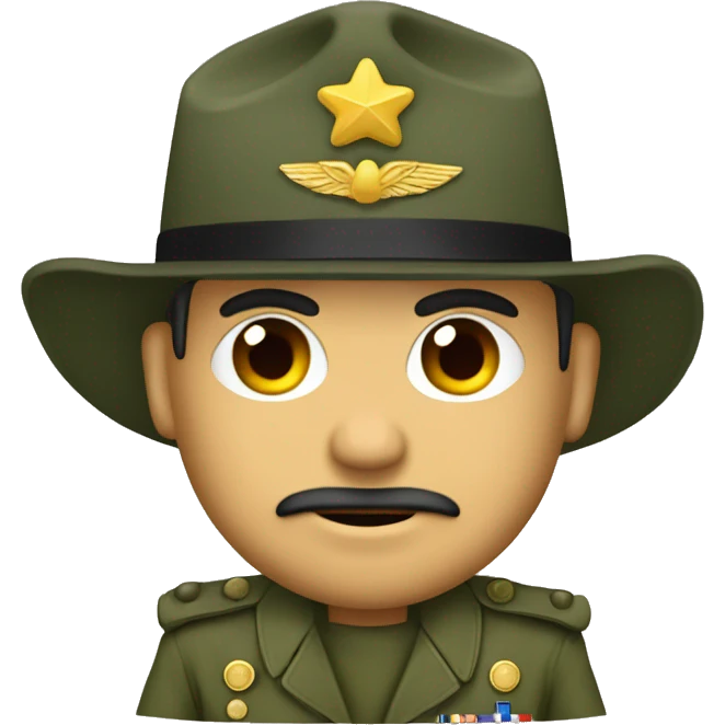 Hombre con capuca y sombrero militar emoji