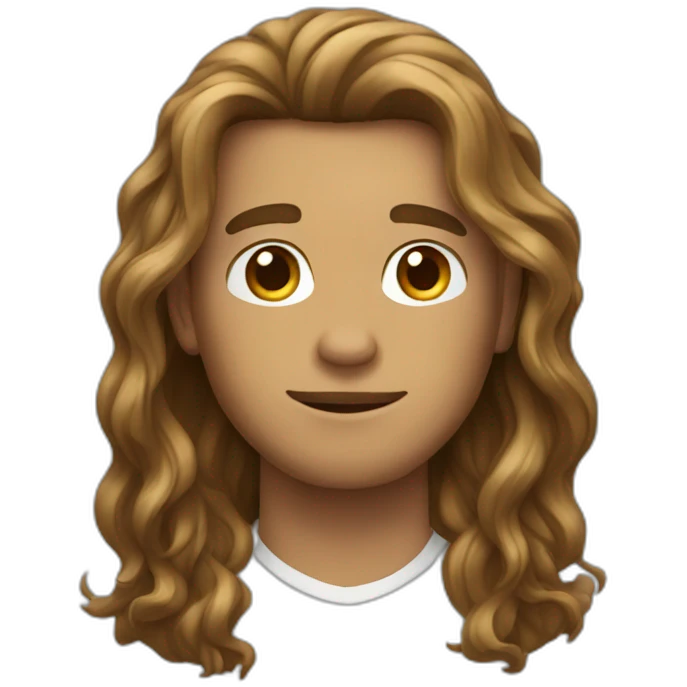 Young brown wavy long hair man emoji