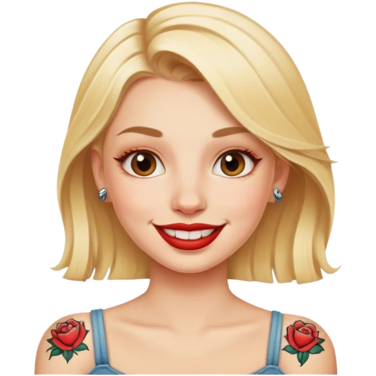 blonde girl with lips tattoo emoji