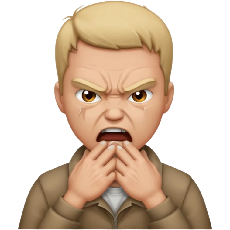 Grabbing throat with hands and looking angry  emoji