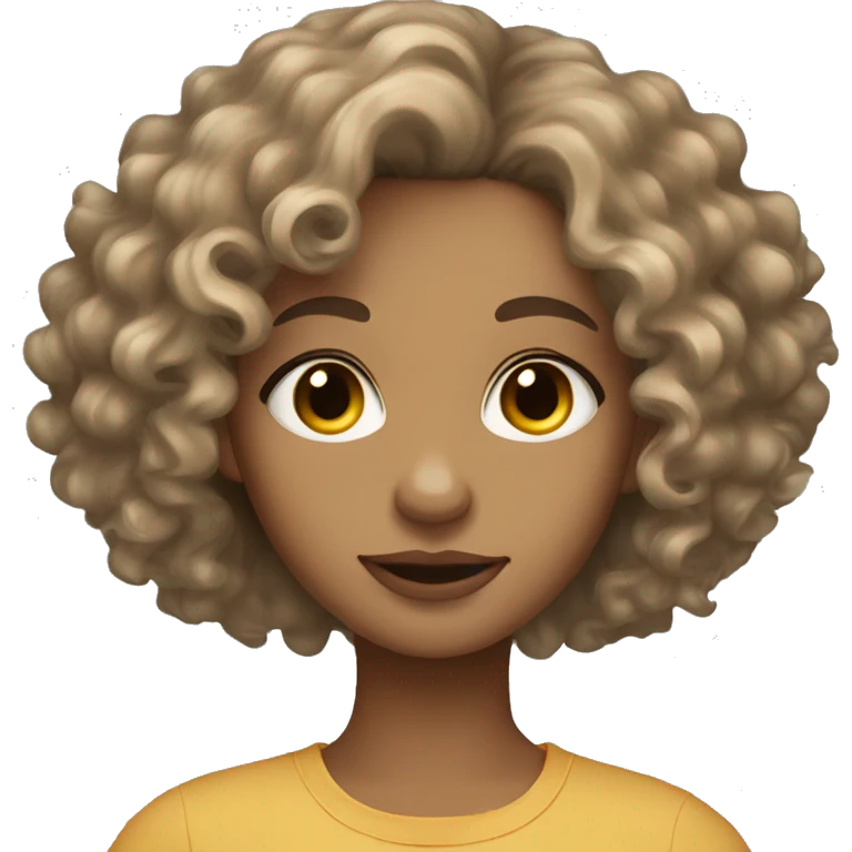 Short curly hair light skin toned girl with light brown eyes emoji