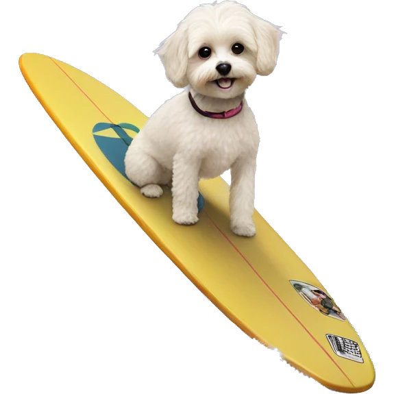Maltipoo on a surfboard emoji