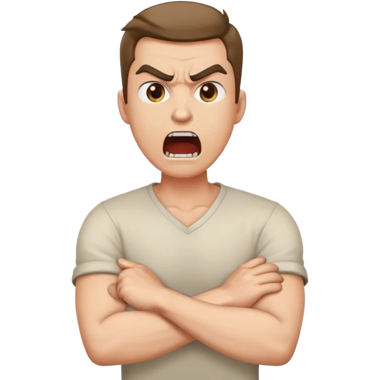 arms crossed holding neck yelling guy emoji