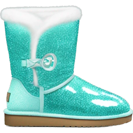 Realistic tiffany blue Sparkle glitter and fur Ugg boots. emoji