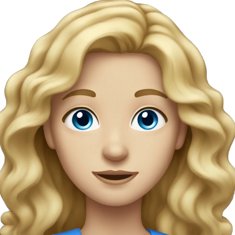 dark blonde with wavy long hair, fair skin and blue eyes emoji