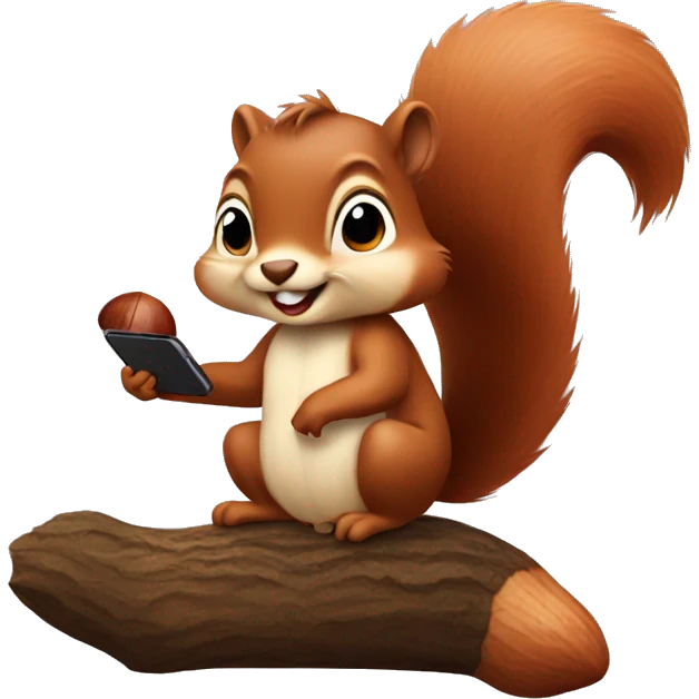 squirrel holding a chestnut with iphone emoji style emoji