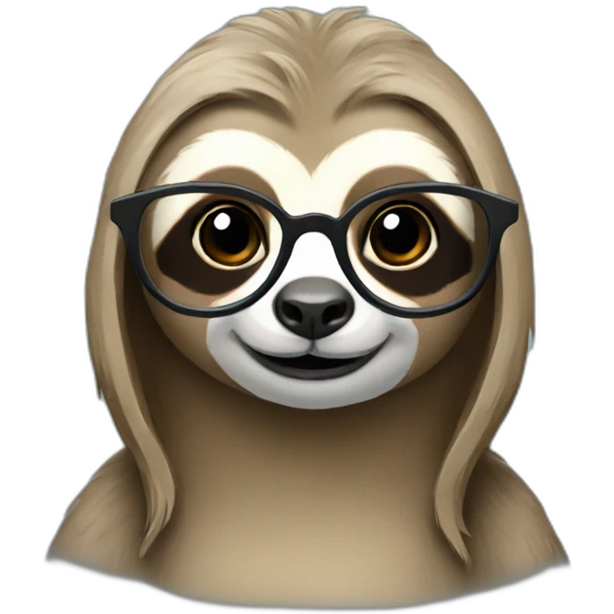 Female Sloth with glasses and a bun emoji