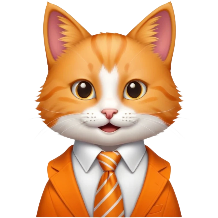 happy boy cat wearing a professional necktie, cheerful expression emoji