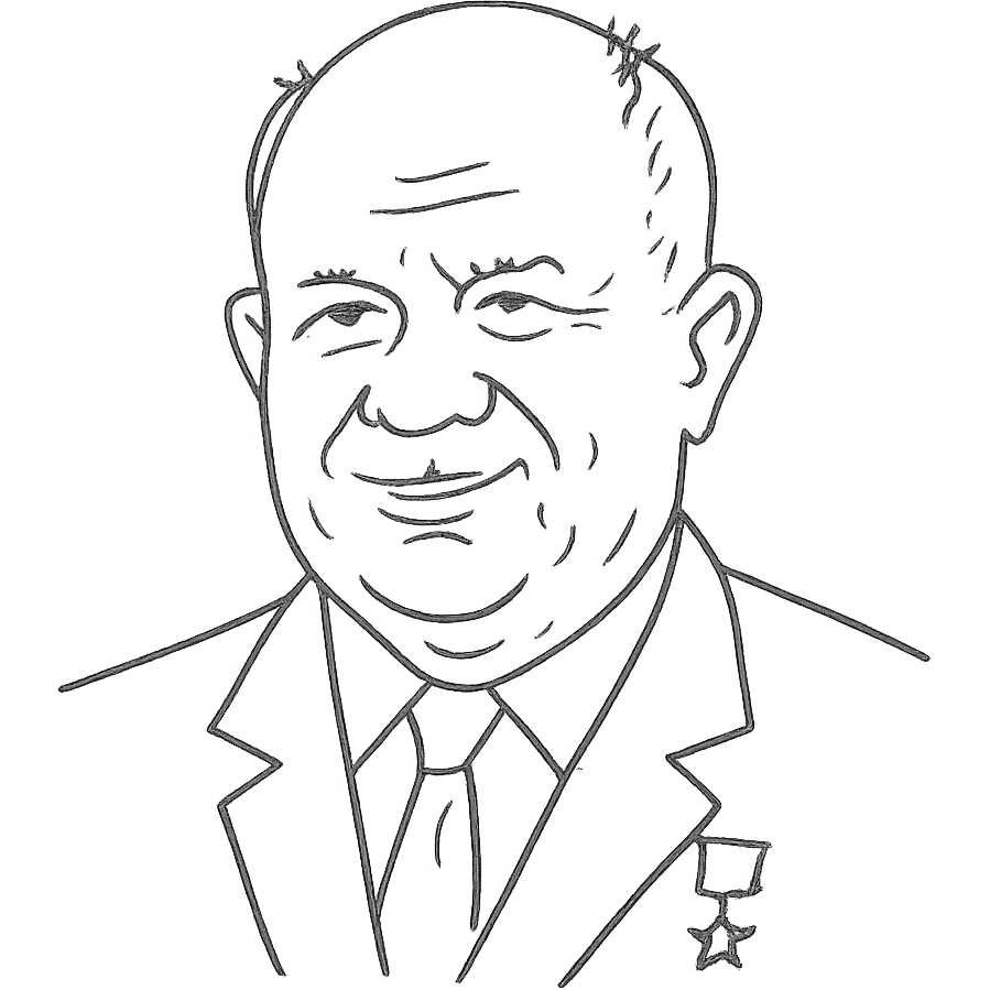 hand-drawn outlined portrait of Nikita Khrushchev emoji