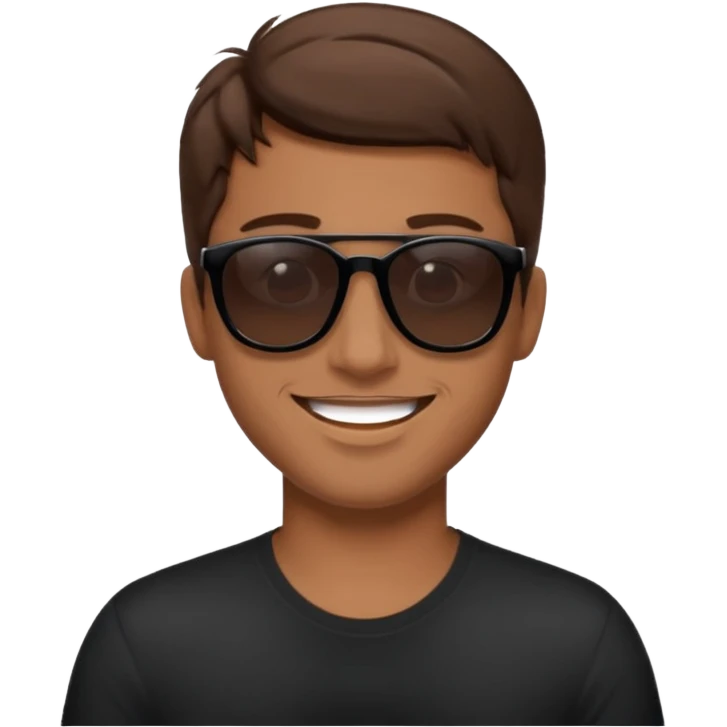 happy man with brown hair and black sunglasses iOS style emoji