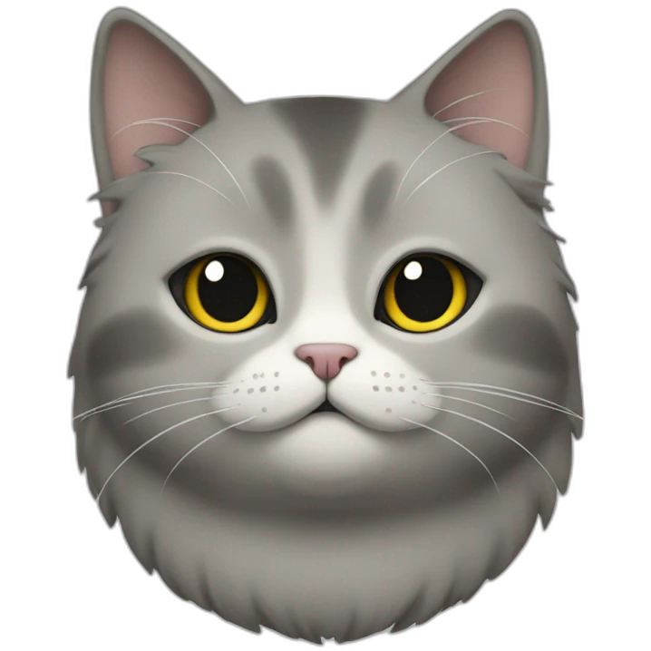a round-faced cat with a grey beehive and no pattern all over emoji