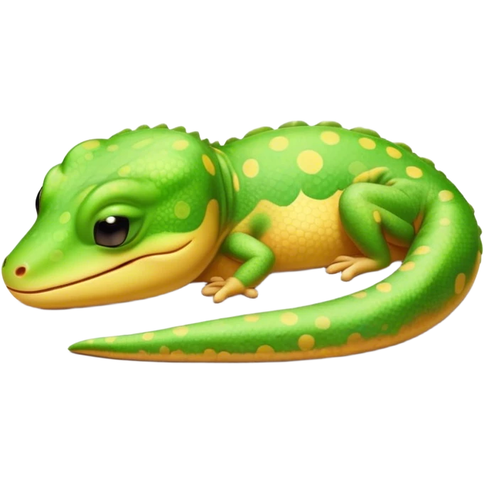 Meme-Worthy Cute Sleeping Gecko Portrait Emoji, Head resting peacefully with a contented smile, showcasing a diminutive, patterned body with smooth scales and eyes gently closed in serene slumber, Simplified yet adorably endearing features, highly detailed, glowing with a soft, drowsy tropical light, high shine, relaxed and utterly lovable, stylized with an air of playful laziness, soft glowing outline, capturing the essence of a sleeping gecko that feels destined to become the next viral icon of adorable rest! emoji