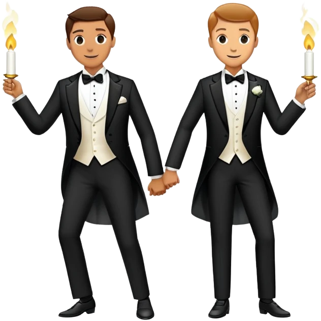 Man and woman sneaking into wedding ceremony together, tiptoeing, both smoking joints, full body view emoji
