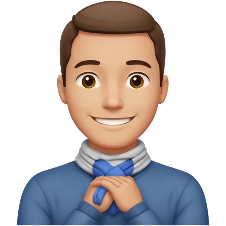 Man with hands gripped around NECK crossed like he is choking while smiling emoji