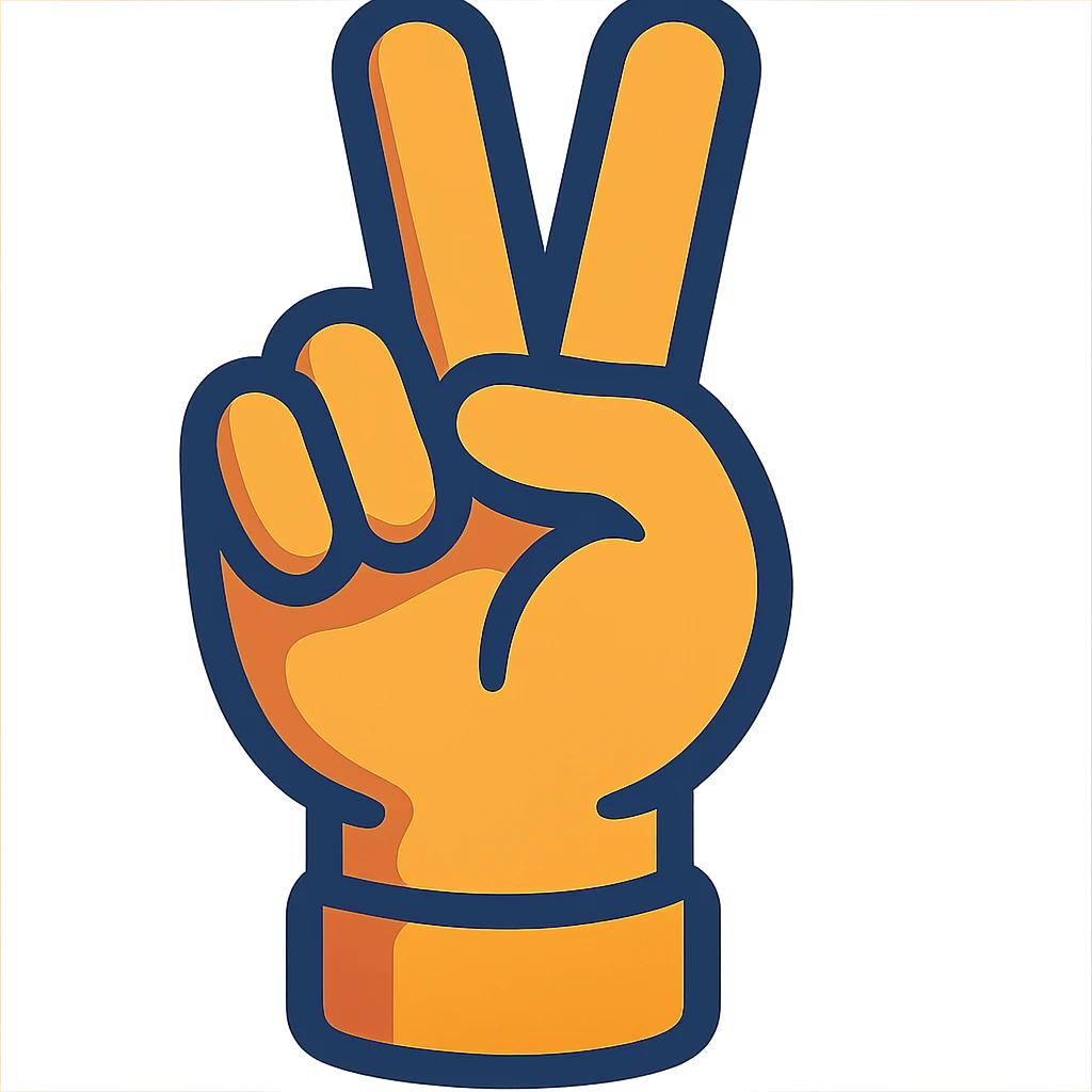 hand with thumb, index, and middle fingers raised, other fingers closed, cartoon style, soft shading emoji