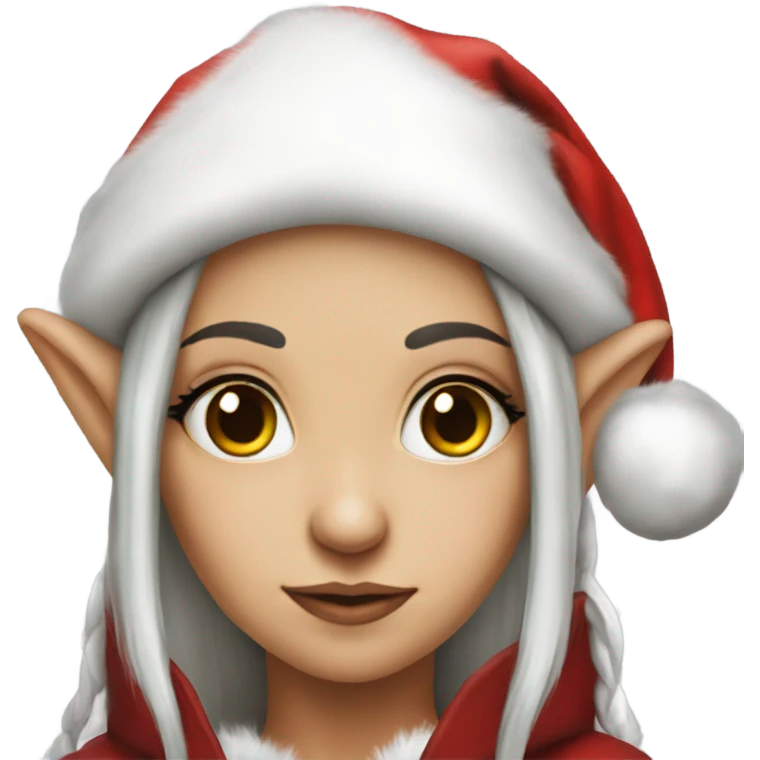 rogue female elf fantasy wearing santa hat emoji
