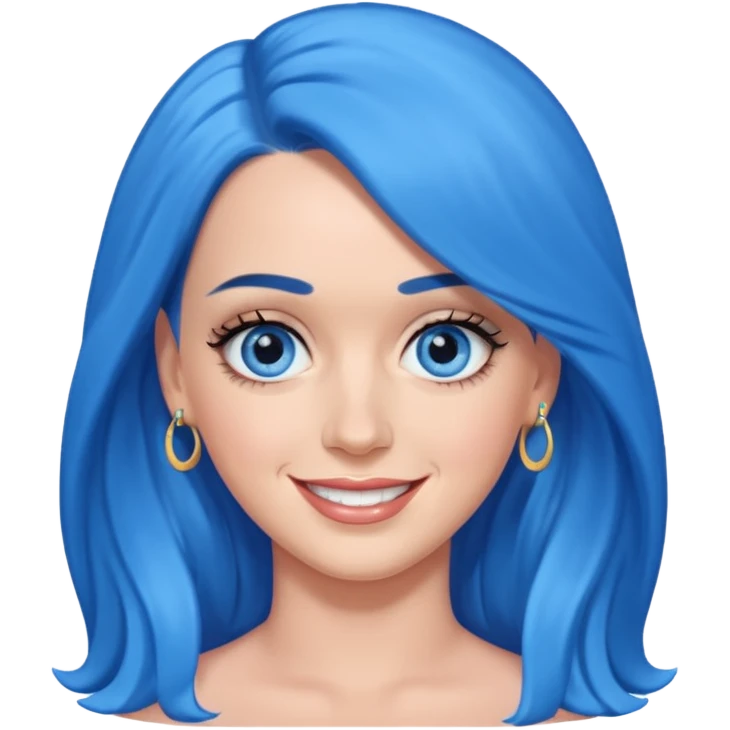 Katy Perry with blue eyes, blue long hair emoji