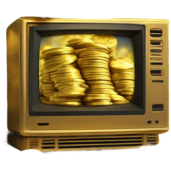 TV and gold coins emoji
