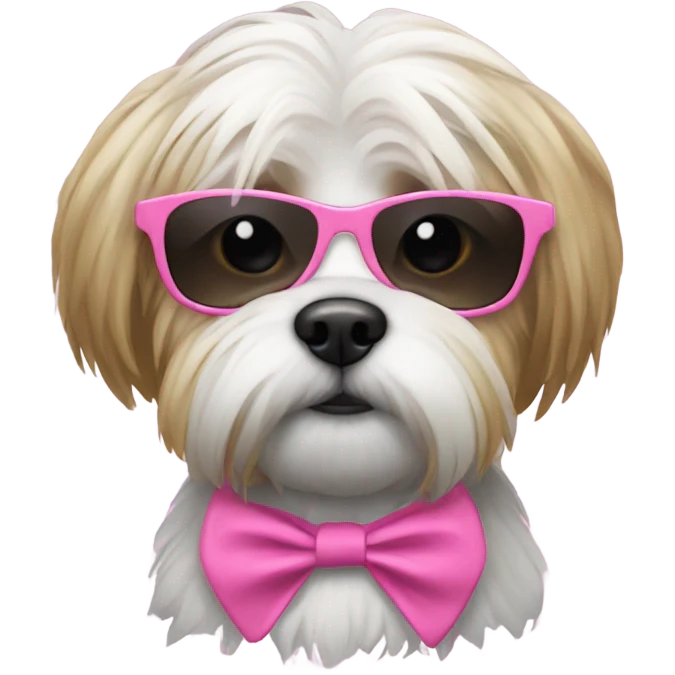 Female Shitzu with sunglasses and pink laces emoji