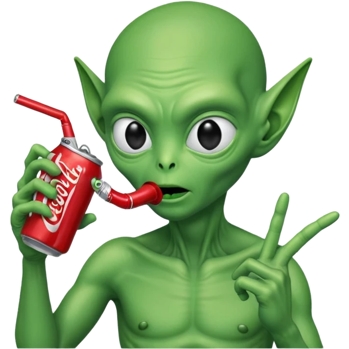 alien sipping from a red soda can emoji