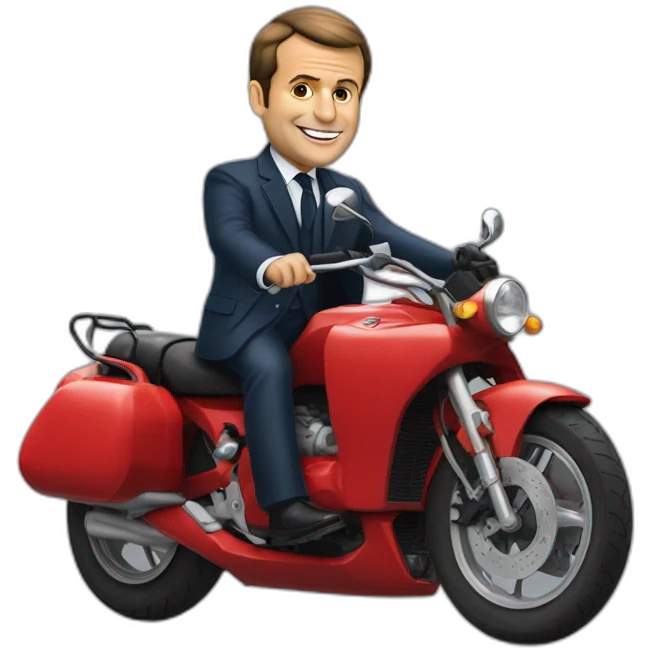 Emanuel Macron sur une moto emoji