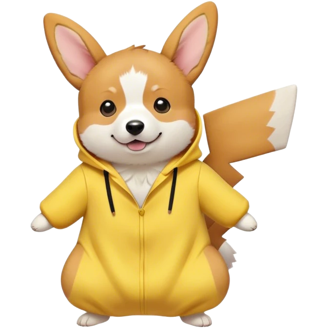 Corgi in kigurumi pikachu emoji
