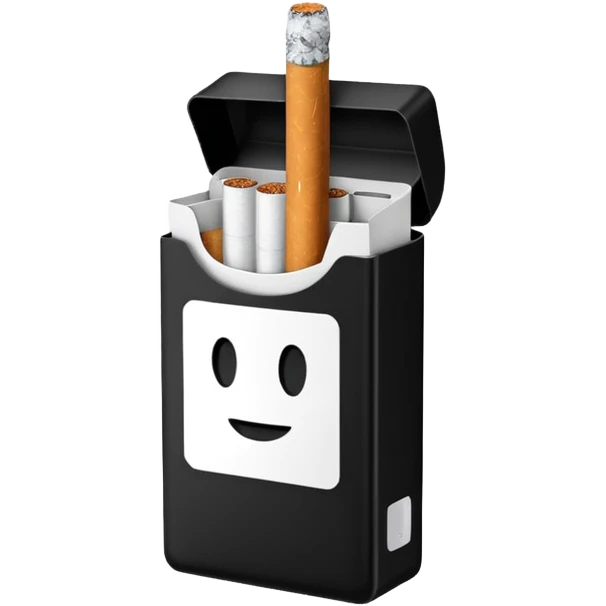 Minimalistic cigarette pack emoji, black and white emoji