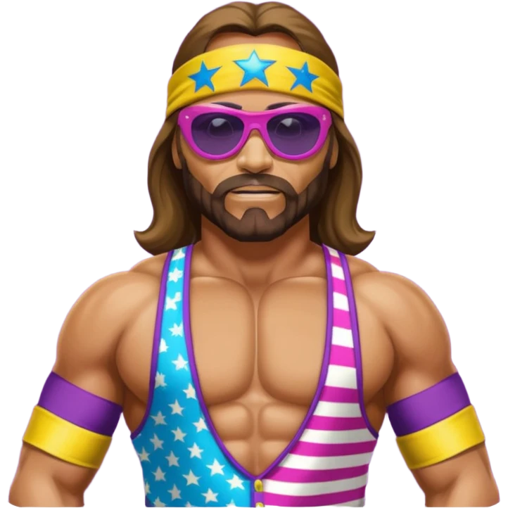 Create a Macho Man emoji for a teams chat but make it more original style to the game - make it as realistic as possible emoji