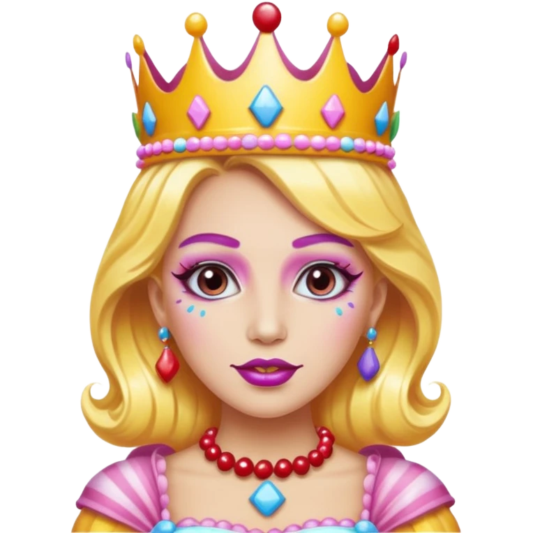 queen of the candyland, with candy makeup and just face emoji