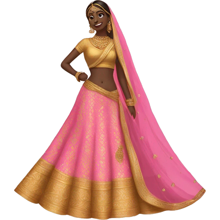 a pink & gold lehenga emoji