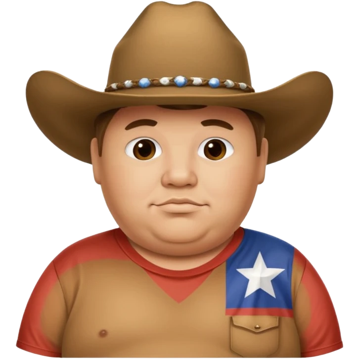 An obese man with a cowboy hat and Texas flag t-shirt emoji