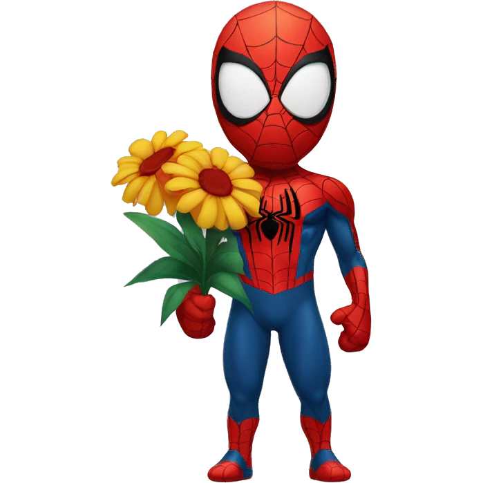 spider-man holding flowers  emoji