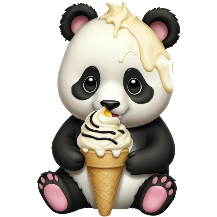 Panda eating ice cream emoji