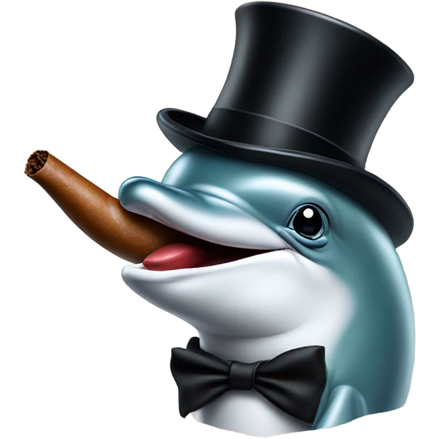 Dolphin with top hat and cigar  emoji