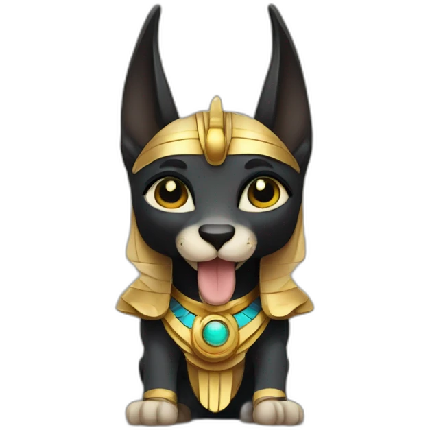Ancient egyptian god Anubis cheering chibi style emoji