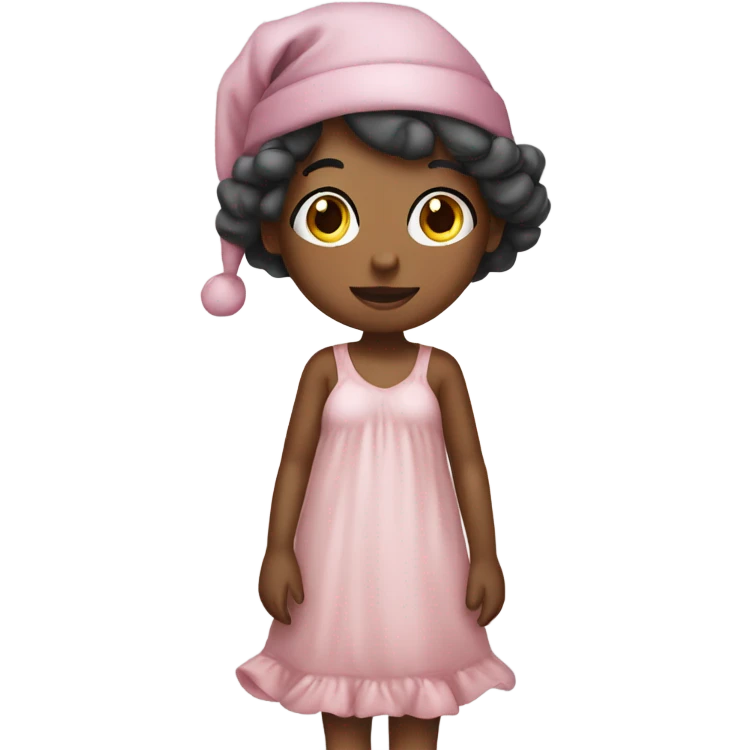 Girl with night gown and stocking hat emoji