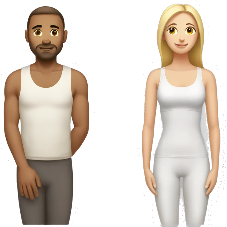 Yoga caucasian man and woman emoji