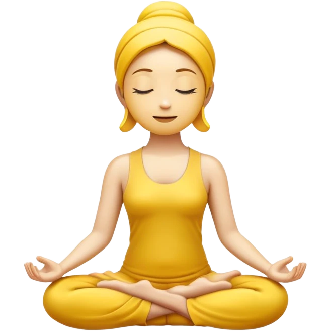 classic yellow emoji in lotus pose, serene face, meditating emoji