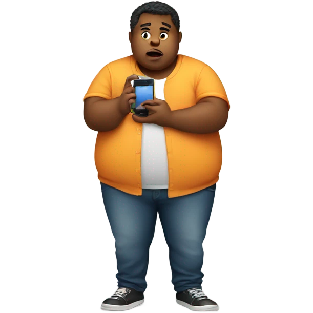 Fat boy with phone emoji