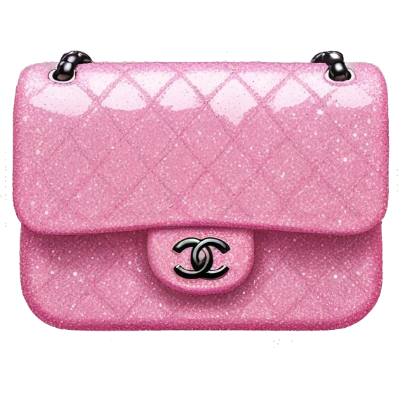 pink Chanel flap bag glittery emoji