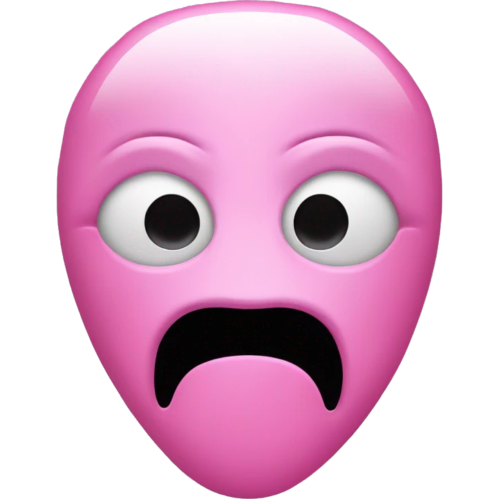 Ghost face mask with downward drooping heart shaped eyes and long gaping black mouth in shades of pink emoji