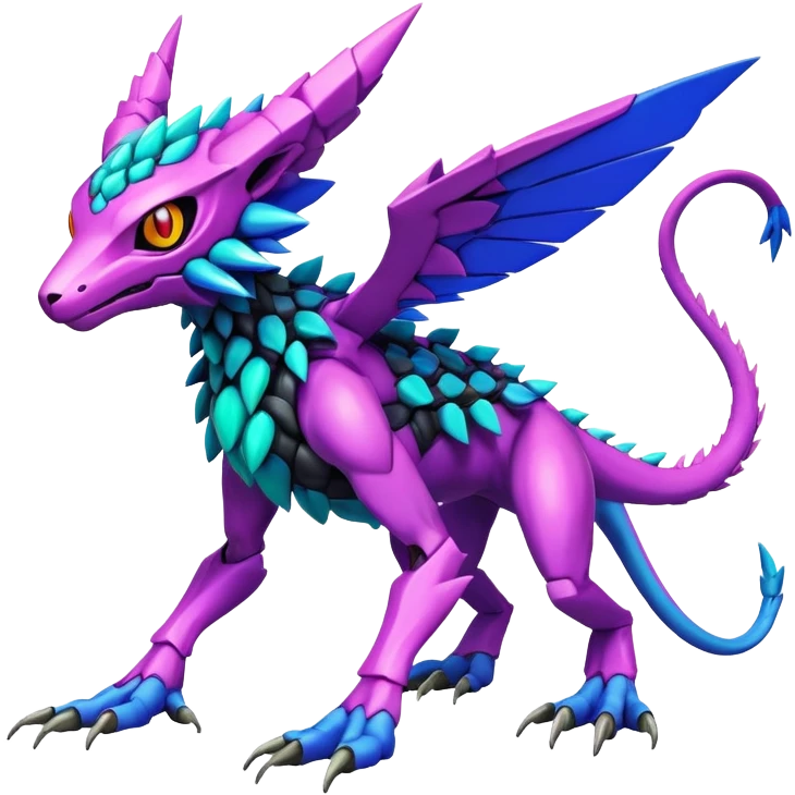  Exotic colorful modern cyber-Fakémon-Digimon-Trico-Vernid-creature (full body) emoji