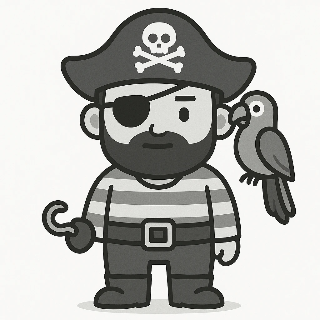pirate with eye patch and parrot emoji